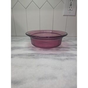Corning Vision Cranberry Casserole 24oz, V-30-B Bowl, No‎ Lid, Ribbed Casserole